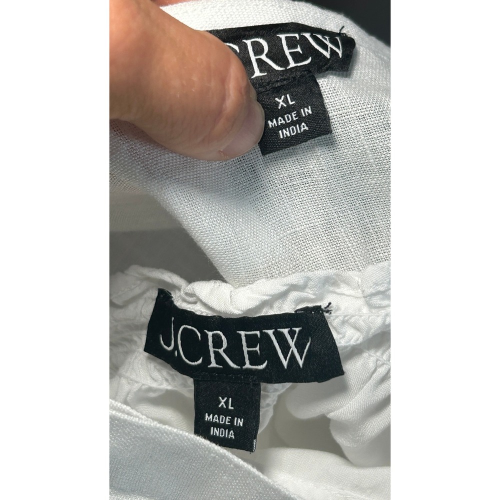 J.Crew White Linen Sleeveless Midi Dress XL Belted Pintuck Shirt Dress w Slip - Picture 7 of 9